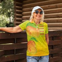 Hawaiian Mango Women Polo Shirt Polynesian Art Pattern and Kakau Tattoo