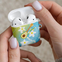 Hawaiian Ukulele Avocado AirPods Case Leis and Polynesian Pattern