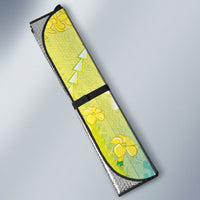 Hawaiian Ukulele Avocado Auto Sun Shade Leis and Polynesian Pattern