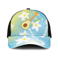 Hawaiian Ukulele Avocado Baseball Net Cap Leis and Polynesian Pattern