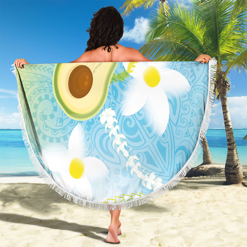 Hawaiian Ukulele Avocado Beach Blanket Leis and Polynesian Pattern