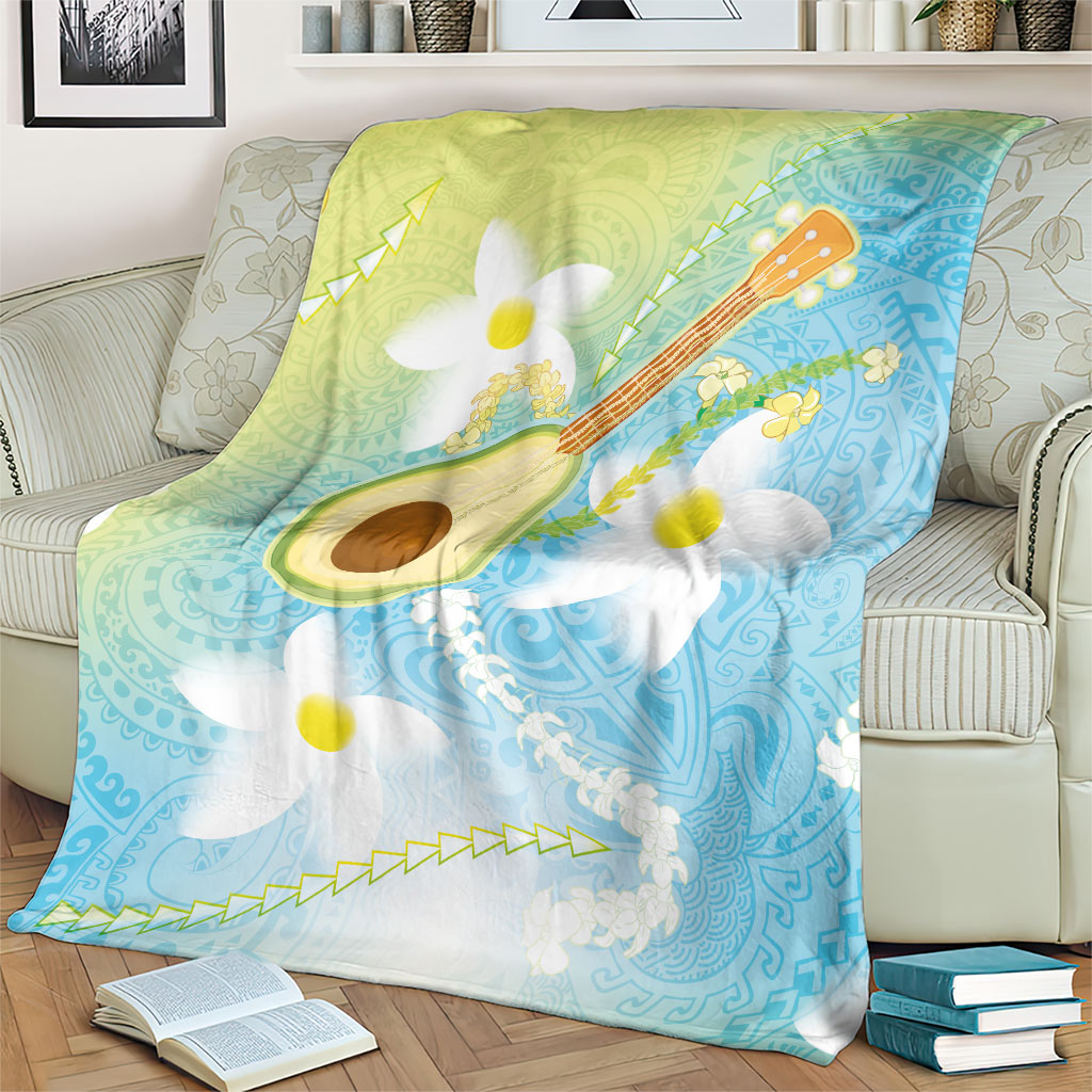Hawaiian Ukulele Avocado Blanket Leis and Polynesian Pattern
