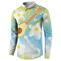 Hawaiian Ukulele Avocado Button Sweatshirt Leis and Polynesian Pattern