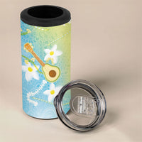 Hawaiian Ukulele Avocado 4 in 1 Can Cooler Tumbler Leis and Polynesian Pattern