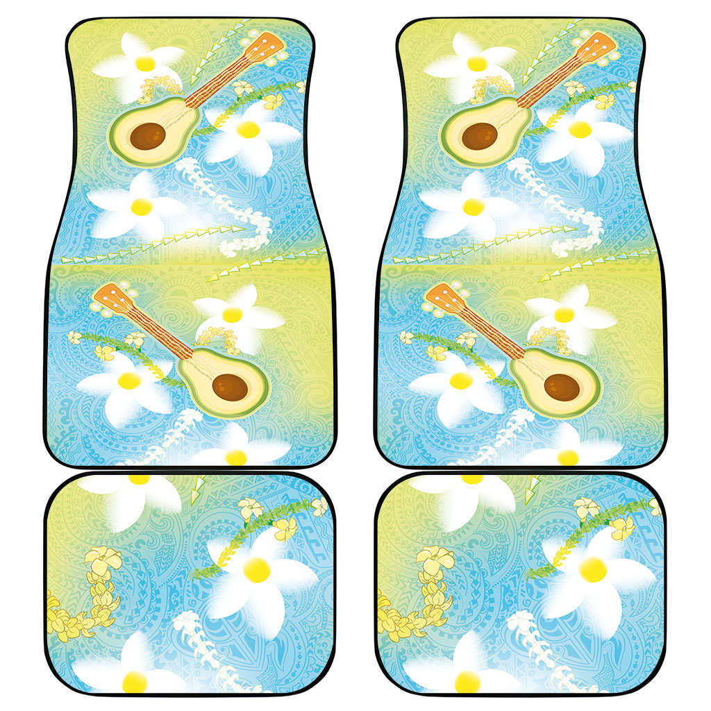 Hawaiian Ukulele Avocado Car Mats Leis and Polynesian Pattern