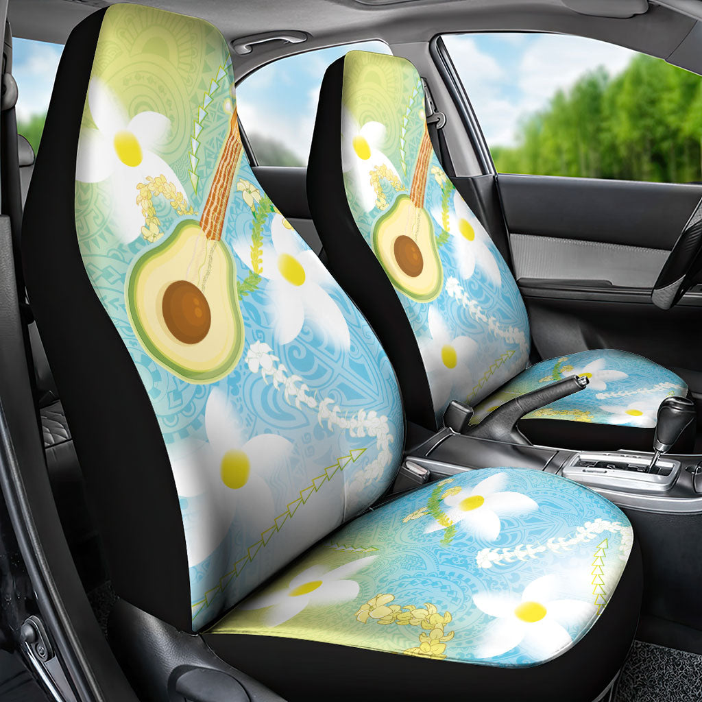 Hawaiian Ukulele Avocado Car Seat Cover Leis and Polynesian Pattern