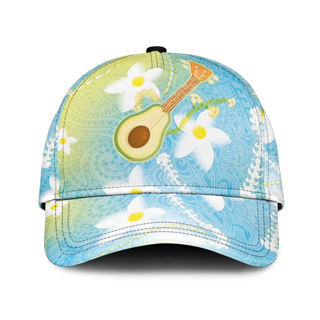 Hawaiian Ukulele Avocado Classic Cap Leis and Polynesian Pattern