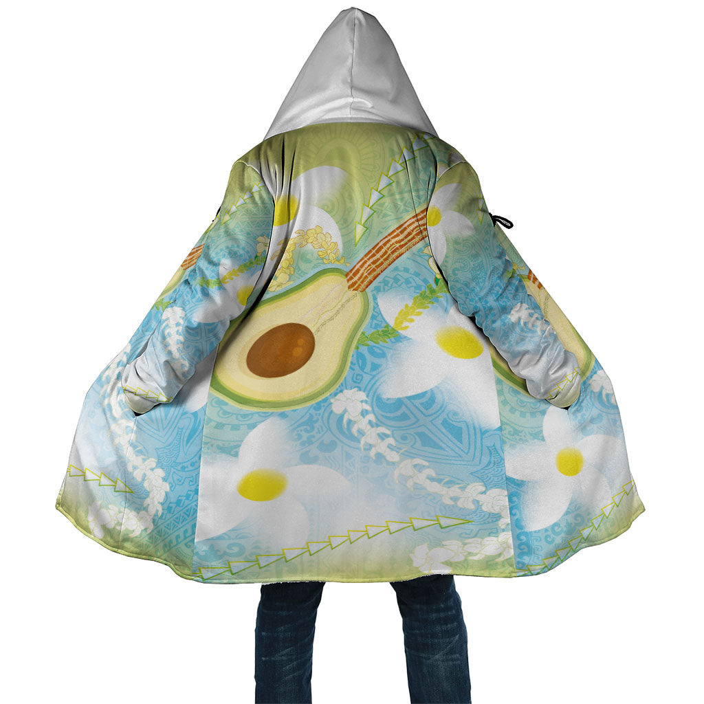 Hawaiian Ukulele Avocado Cloak Leis and Polynesian Pattern