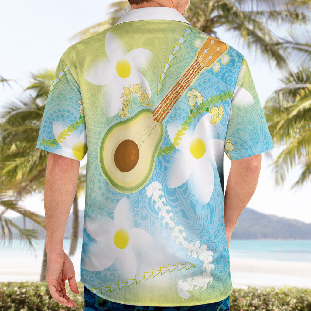 Hawaiian Ukulele Avocado Hawaiian Shirt Leis and Polynesian Pattern