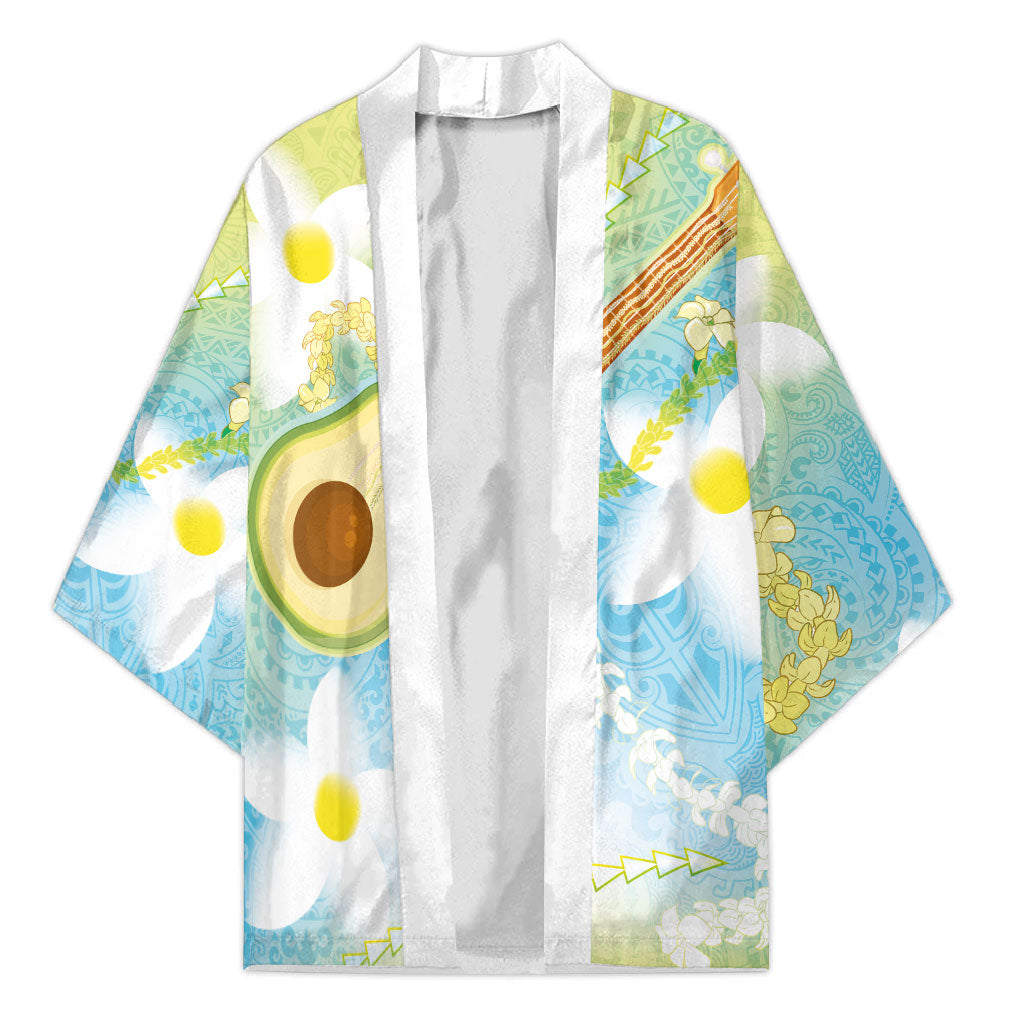 Hawaiian Ukulele Avocado Kimono Leis and Polynesian Pattern