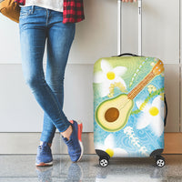 Hawaiian Ukulele Avocado Luggage Cover Leis and Polynesian Pattern