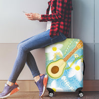 Hawaiian Ukulele Avocado Luggage Cover Leis and Polynesian Pattern