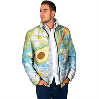 Hawaiian Ukulele Avocado Padded Jacket Leis and Polynesian Pattern