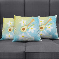 Hawaiian Ukulele Avocado Pillow Cover Leis and Polynesian Pattern