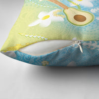 Hawaiian Ukulele Avocado Pillow Cover Leis and Polynesian Pattern