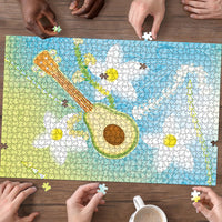 Hawaiian Ukulele Avocado Puzzle Leis and Polynesian Pattern