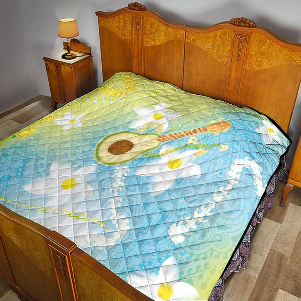 Hawaiian Ukulele Avocado Quilt Leis and Polynesian Pattern