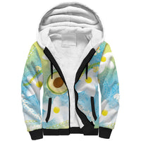 Hawaiian Ukulele Avocado Sherpa Hoodie Leis and Polynesian Pattern