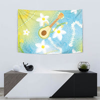 Hawaiian Ukulele Avocado Tapestry Leis and Polynesian Pattern