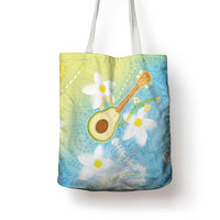 Hawaiian Ukulele Avocado Tote Bag Leis and Polynesian Pattern