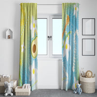 Hawaiian Ukulele Avocado Window Curtain Leis and Polynesian Pattern