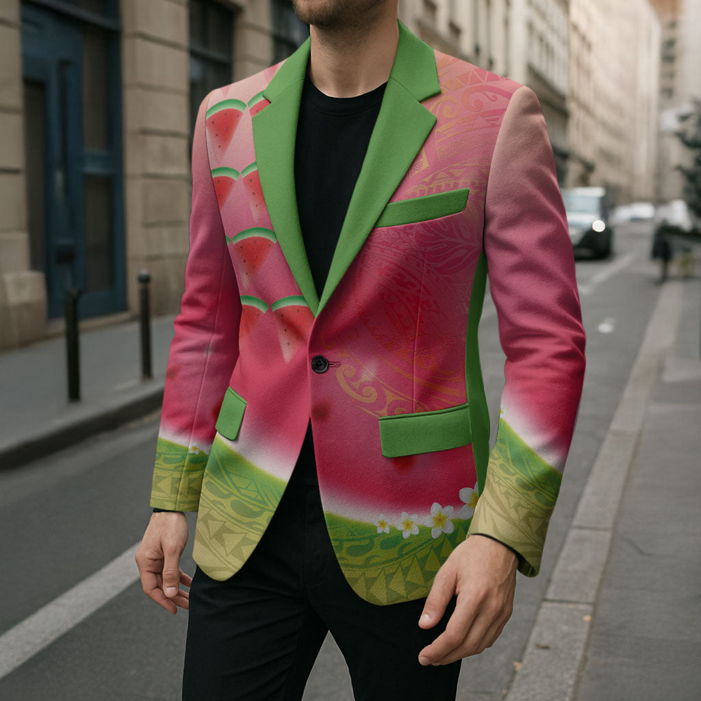 Hawaiian Watermelon Blazer with Kakau Art Tattoo