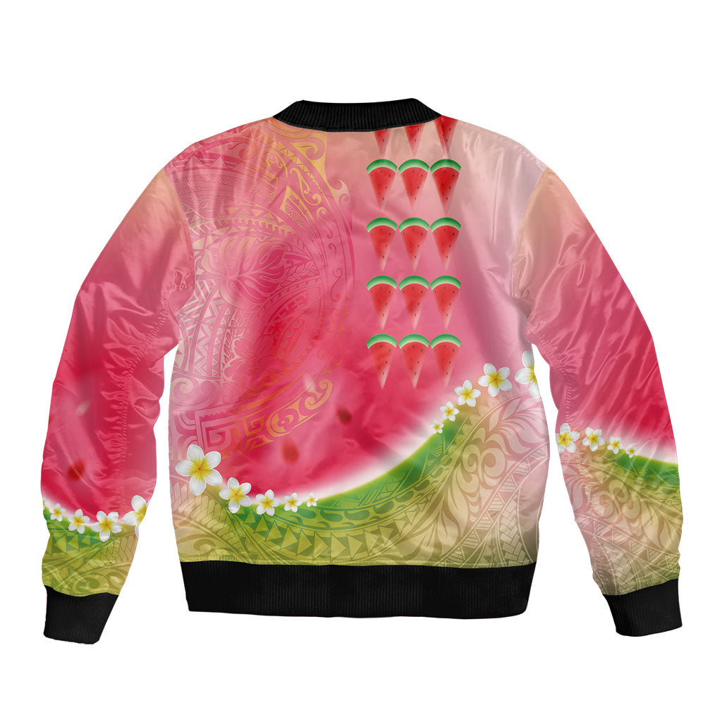 Hawaiian Watermelon Bomber Jacket with Kakau Art Tattoo