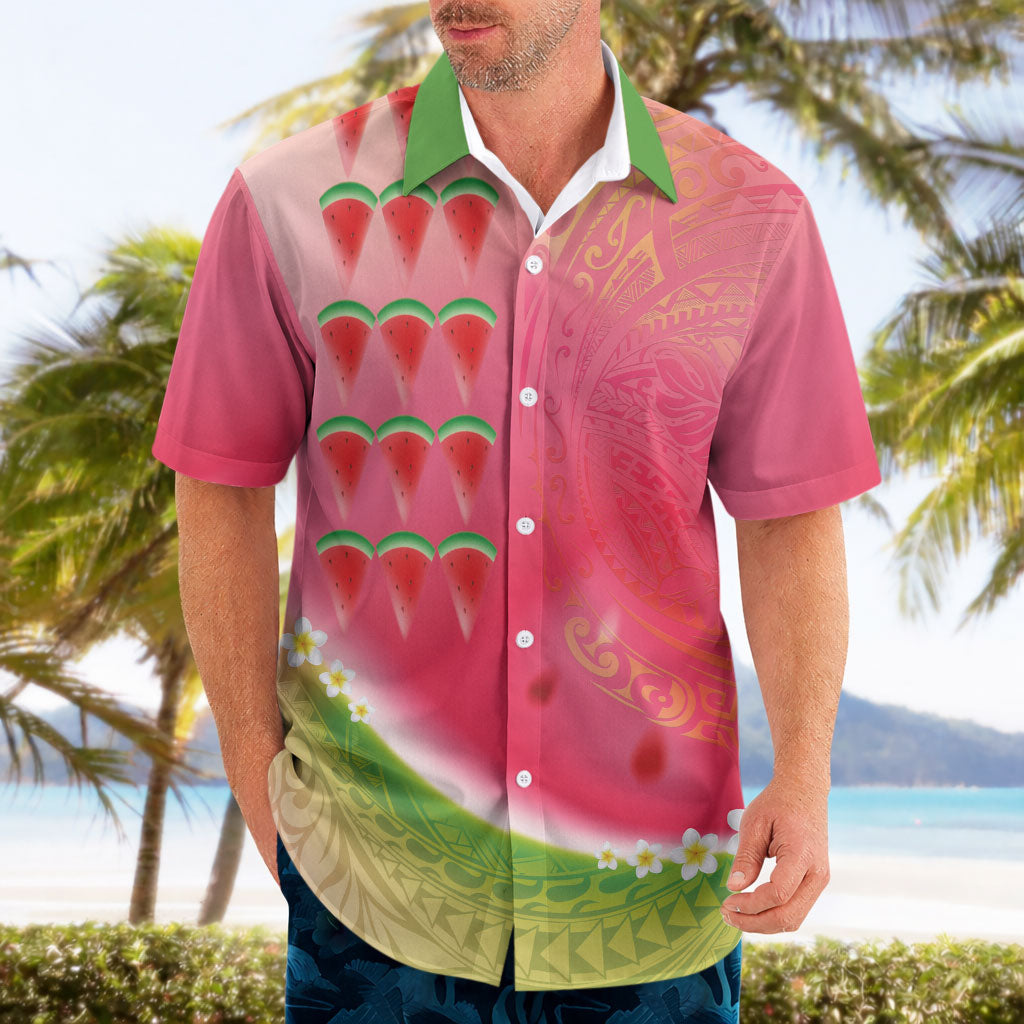 Hawaiian Watermelon Hawaiian Shirt with Kakau Art Tattoo