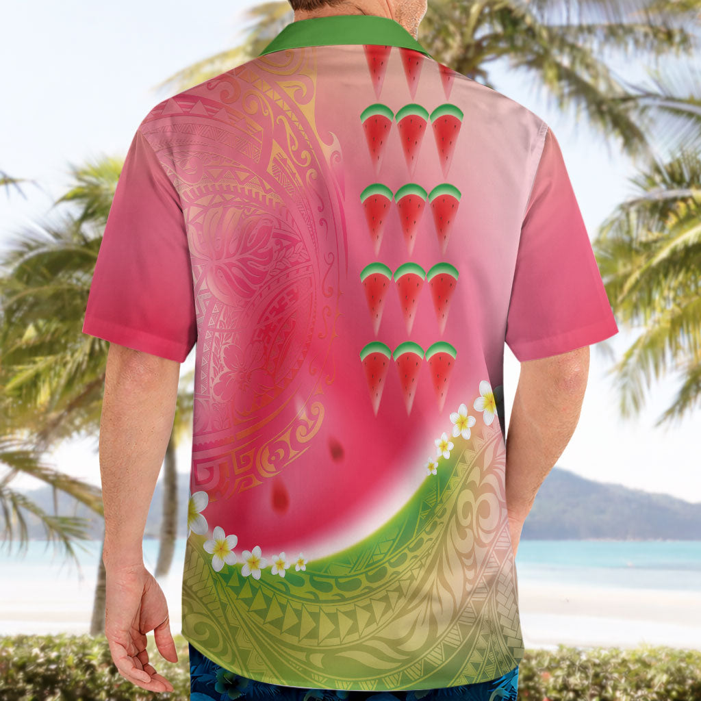 Hawaiian Watermelon Hawaiian Shirt with Kakau Art Tattoo