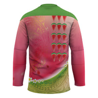 Hawaiian Watermelon Hockey Jersey with Kakau Art Tattoo