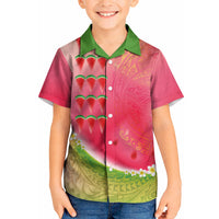 Hawaiian Watermelon Kid Hawaiian Shirt with Kakau Art Tattoo