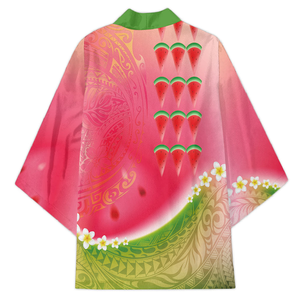 Hawaiian Watermelon Kimono with Kakau Art Tattoo