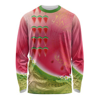 Hawaiian Watermelon Long Sleeve Shirt with Kakau Art Tattoo
