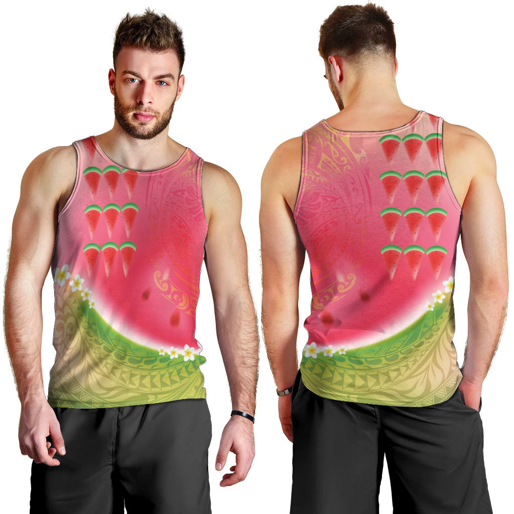 Hawaiian Watermelon Men Tank Top with Kakau Art Tattoo
