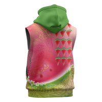 Hawaiian Watermelon Sleeveless Hoodie with Kakau Art Tattoo