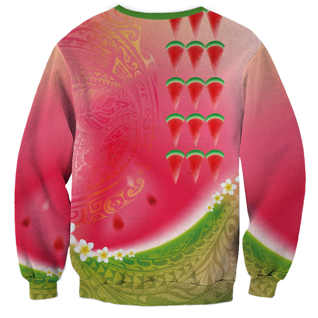 Hawaiian Watermelon Sweatshirt with Kakau Art Tattoo