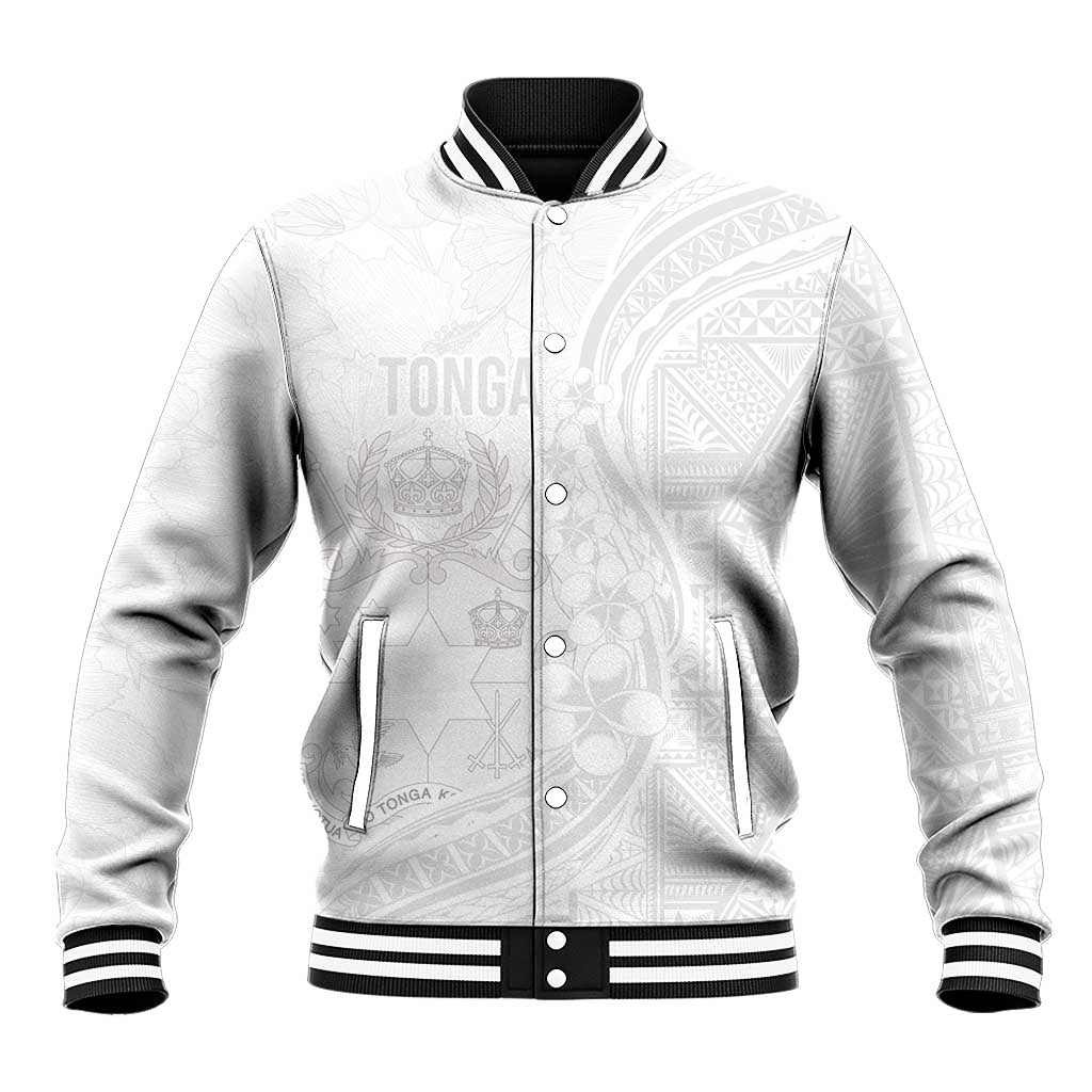 Tonga Faka Sepitema Baseball Jacket Ngatu Pattern with Plumeria and Hibiscus