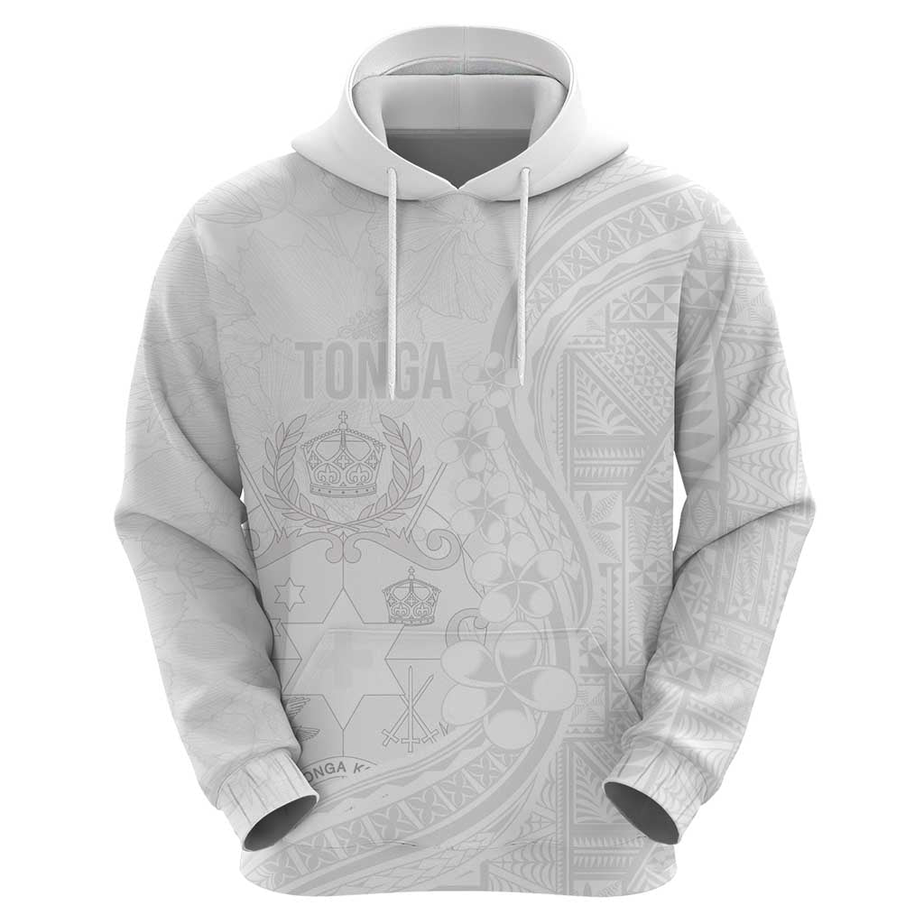 Tonga Faka Sepitema Hoodie Ngatu Pattern with Plumeria and Hibiscus