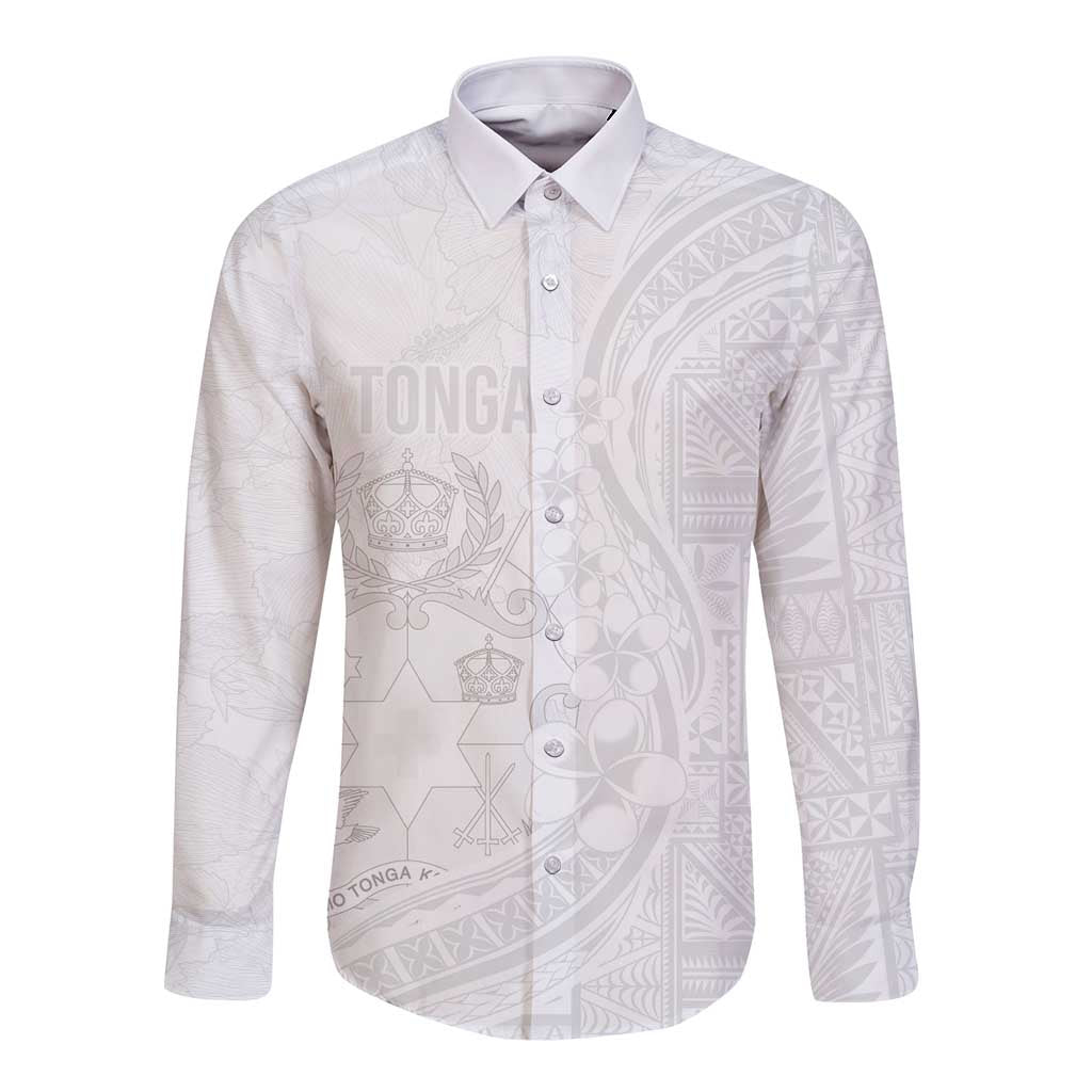 Tonga Faka Sepitema Long Sleeve Button Shirt Ngatu Pattern with Plumeria and Hibiscus