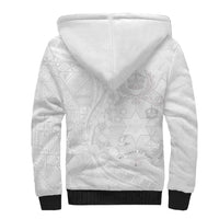 Tonga Faka Sepitema Sherpa Hoodie Ngatu Pattern with Plumeria and Hibiscus