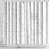 Tonga Faka Sepitema Shower Curtain Ngatu Pattern with Plumeria and Hibiscus