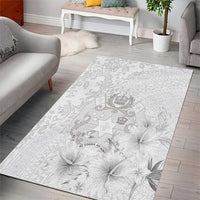 Tonga Faka Sepitema Area Rug Ngatu and Floral Pattern with Blooming Hibiscus
