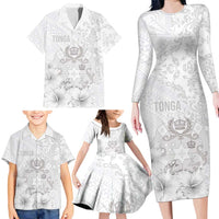 Tonga Faka Sepitema Family Matching Long Sleeve Bodycon Dress and Hawaiian Shirt Ngatu and Floral Pattern with Blooming Hibiscus LT03 - Polynesian Pride