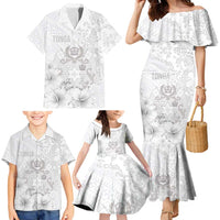 Tonga Faka Sepitema Family Matching Mermaid Dress and Hawaiian Shirt Ngatu and Floral Pattern with Blooming Hibiscus LT03 - Polynesian Pride