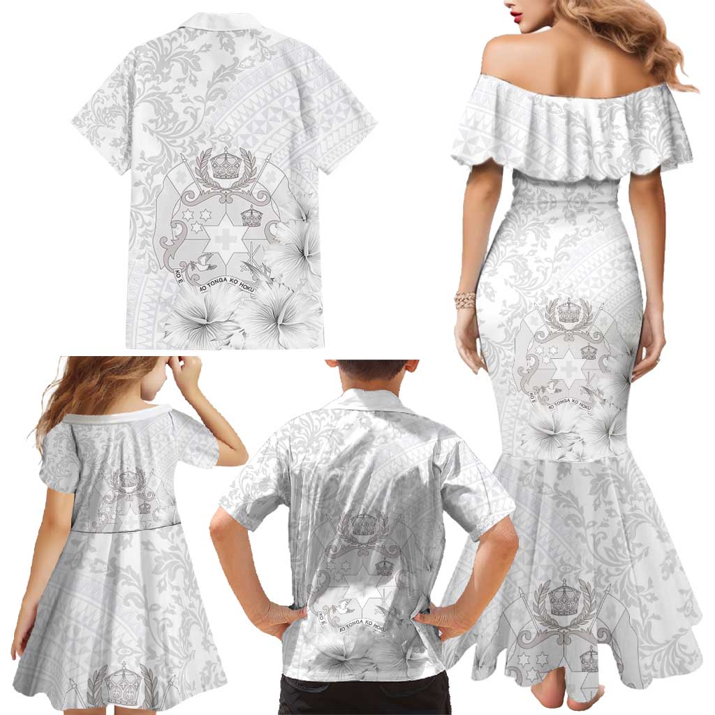 Tonga Faka Sepitema Family Matching Mermaid Dress and Hawaiian Shirt Ngatu and Floral Pattern with Blooming Hibiscus LT03 - Polynesian Pride