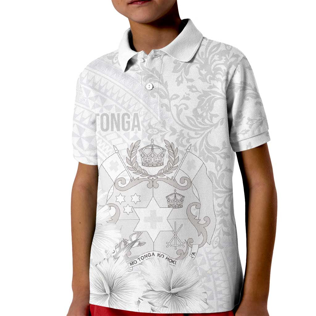 Tonga Faka Sepitema Kid Polo Shirt Ngatu and Floral Pattern with Blooming Hibiscus