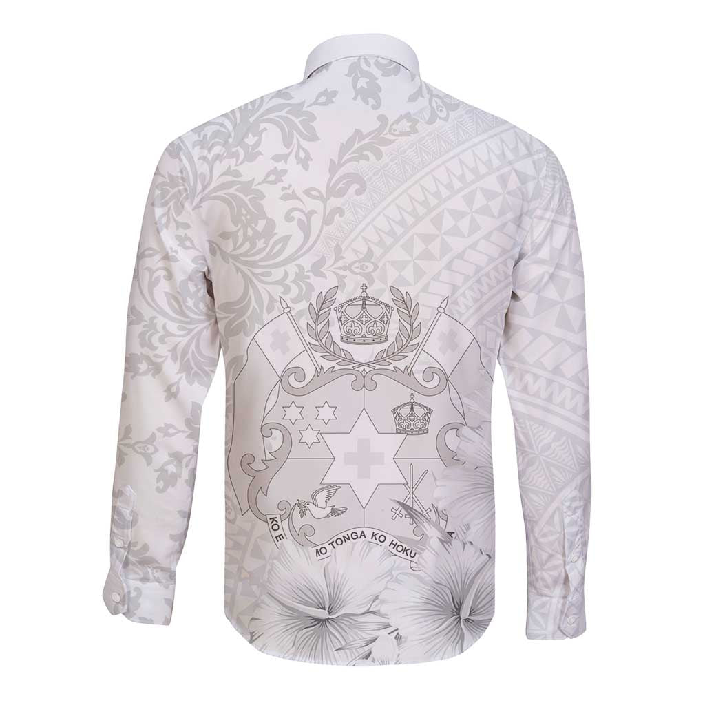 Tonga Faka Sepitema Long Sleeve Button Shirt Ngatu and Floral Pattern with Blooming Hibiscus