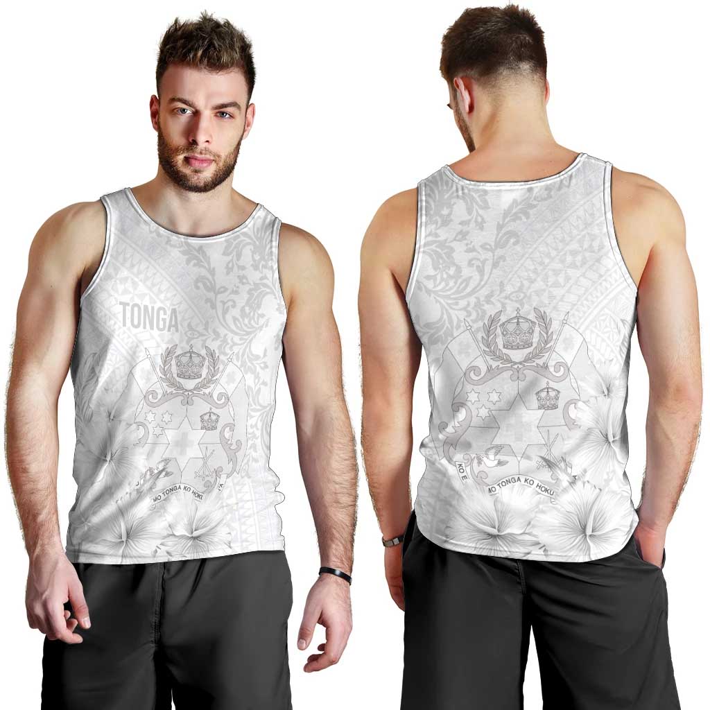 Tonga Faka Sepitema Men Tank Top Ngatu and Floral Pattern with Blooming Hibiscus LT03 - Polynesian Pride
