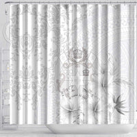 Tonga Faka Sepitema Shower Curtain Ngatu and Floral Pattern with Blooming Hibiscus
