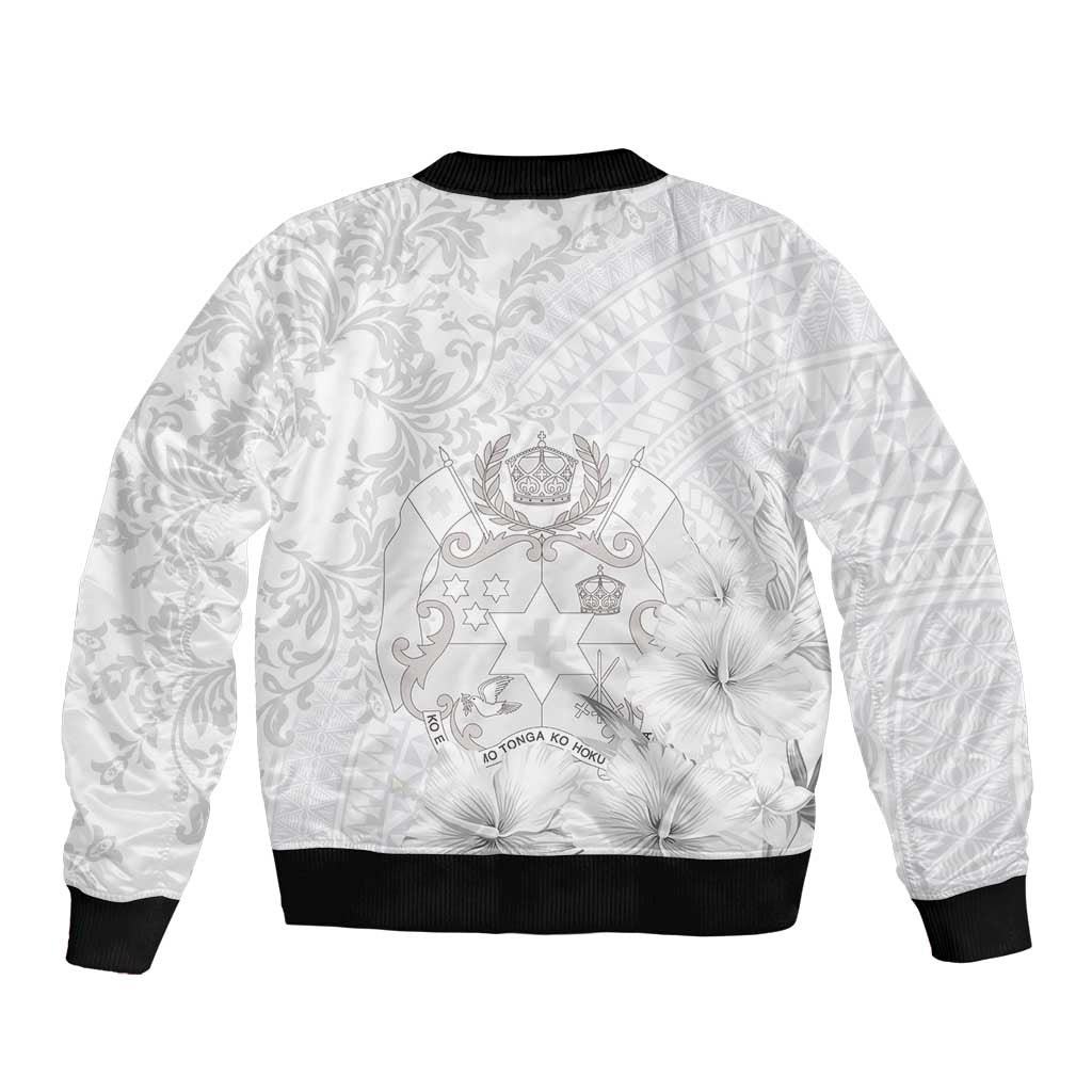 Tonga Faka Sepitema Sleeve Zip Bomber Jacket Ngatu and Floral Pattern with Blooming Hibiscus LT03 - Polynesian Pride